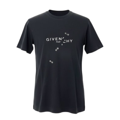 Givenchy ジバンシー ブランドロゴプリント トップス ブラック コットン 半袖Tシャツ A3-00148 【中古】