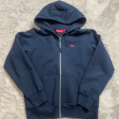 Supreme Small Box Zip Up Hooded Sweatshirt "Navy"