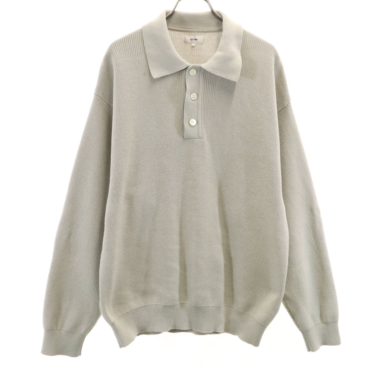 BEAMS ビームス 長袖 ポロ ニット S グレー セーター