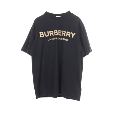 バーバリー BURBERRY ELLISON PRT ロゴプリント 半袖Tシャツ 衣料品 トップス コットン メンズ ブラック系 8104229 【中古】