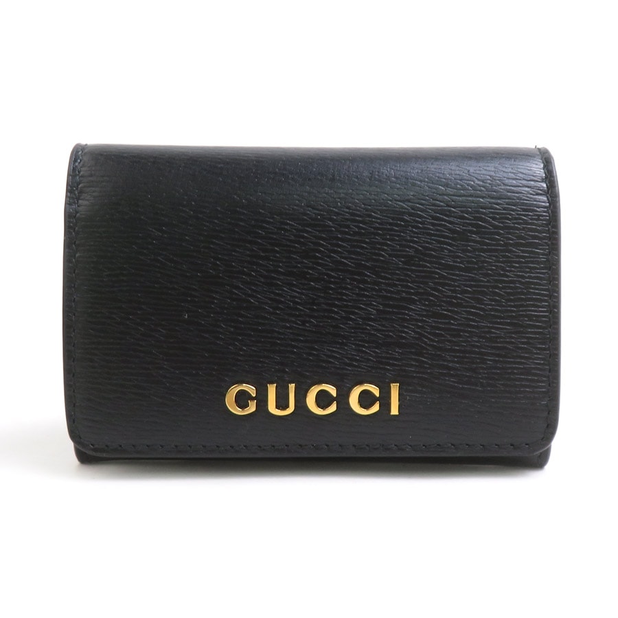 グッチ GUCCI カードケース 名刺入れ レザー ブラック ユニセックス 790101【中古】 h32421a