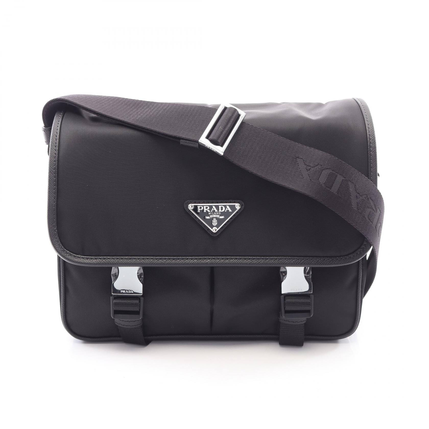 プラダ PRADA TESSUTO + SAFFIANO ショルダーバッグ バッグ ナイロン サフィアーノレザー メンズ ブラック系 2VD769VXLO2DMHF0002 【新品】