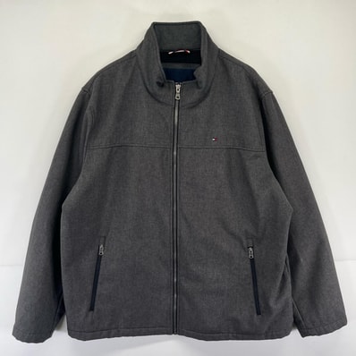 古着 トミーヒルフィガー TOMMY HILFIGER ジャケット フルジップ フリースライナー 大きいサイズ 2XL グレー系 メンズ