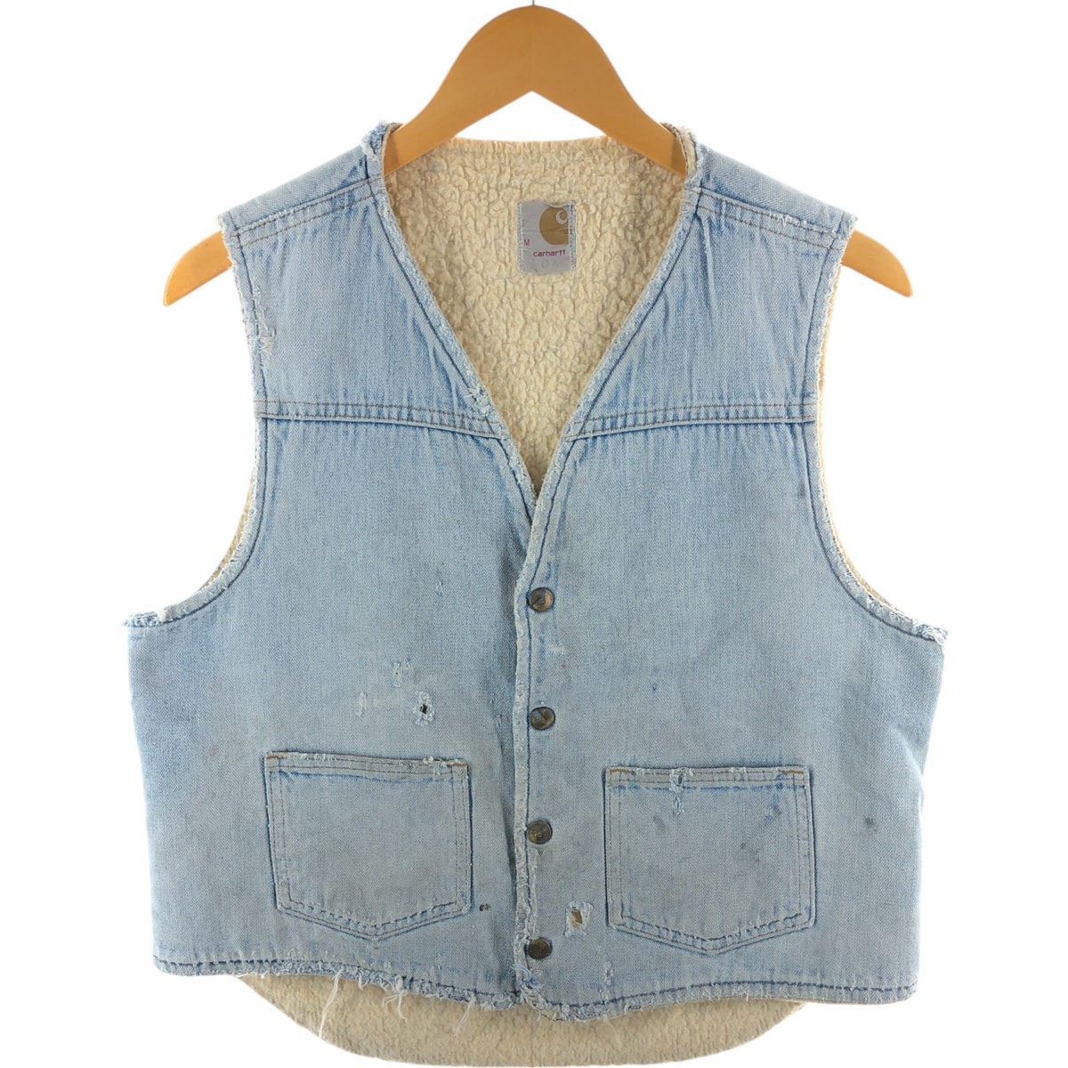古着 70年代 カーハート Carhartt バットダイ デニムボアベスト メンズM相当 ヴィンテージ/eaa523634
