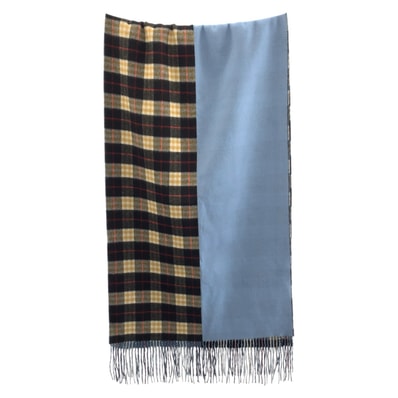 美品 BURBERRY バーバリー チェック柄 ブルー マルチカラー カシミヤ マフラー ストール 男女兼用 600638 【中古】