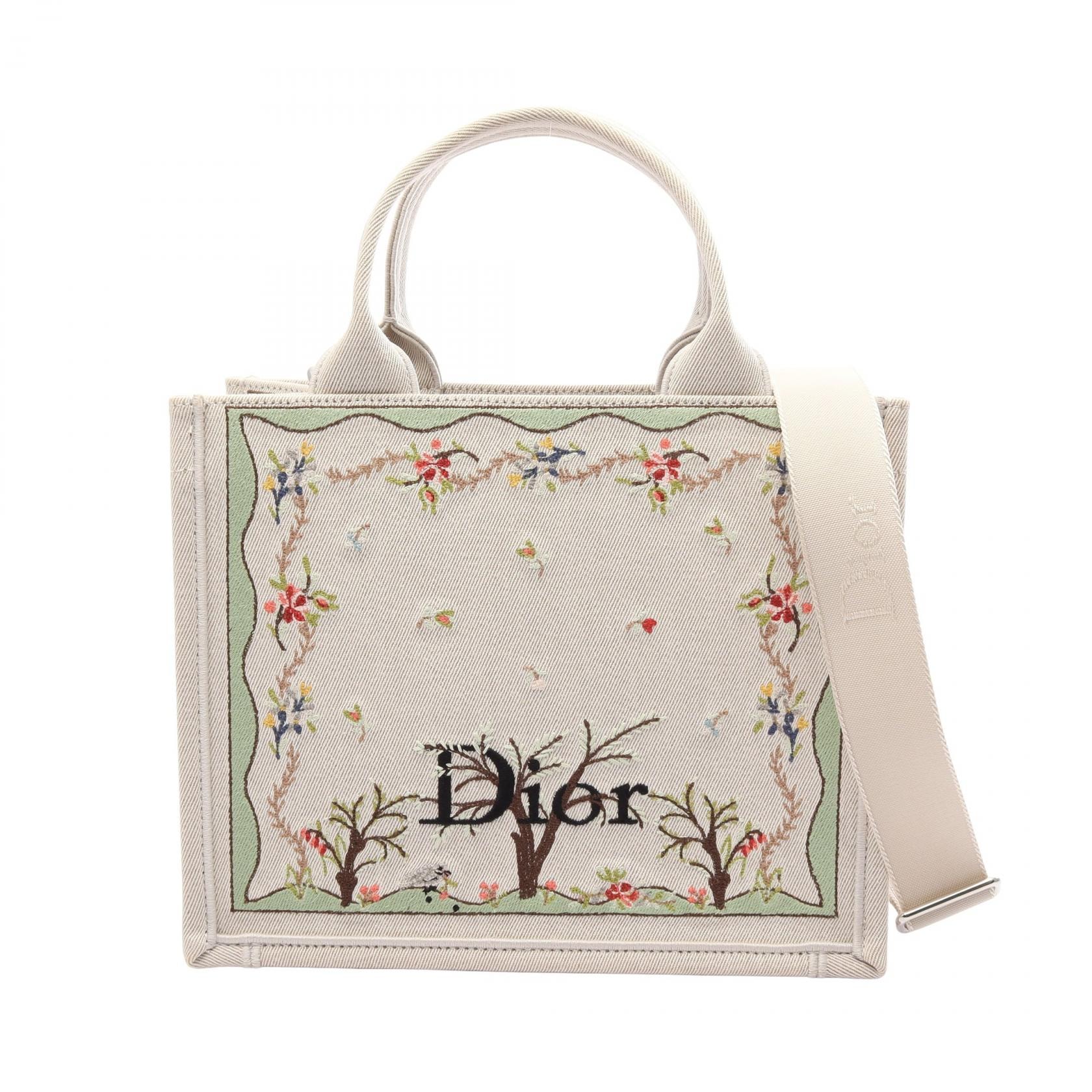 ディオール Dior Dioramour ブックトート スモール 2WAY ハンドバッグ バッグ キャンバス レディース アイボリー系 / マルチカラー M1404PEHX-M933 【中古】