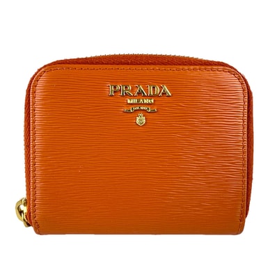 プラダ PRADA コインケース レザー オレンジ レディース【中古】 z9142