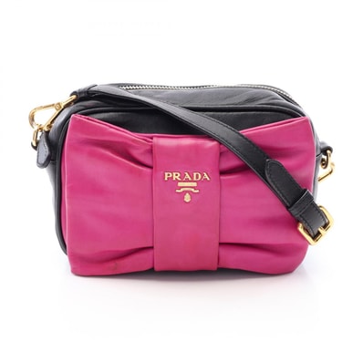 プラダ PRADA ショルダーバッグ バッグ レザー レディース ブラック系 / ピンク系 【中古】