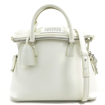 メゾンマルジェラ Maison Margiela ハンドバッグ ショルダーバッグ 5AC ミニ レザー ホワイト レディース【中古】 h32100a