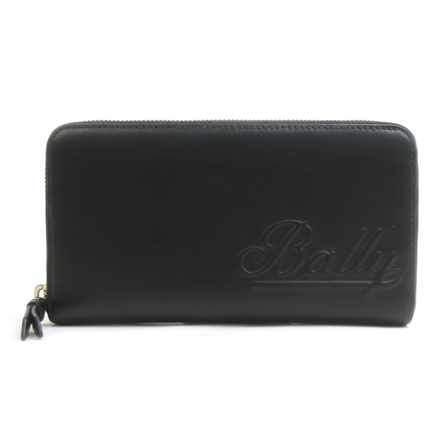 バリー BALLY ラウンドファスナー長財布 レザー ブラック【中古】 r11454a