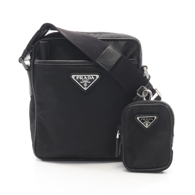 プラダ PRADA Re-Nylon ショルダーバッグ バッグ ナイロン サフィアーノレザー メンズ レディース ブラック系 2VH112 【中古】