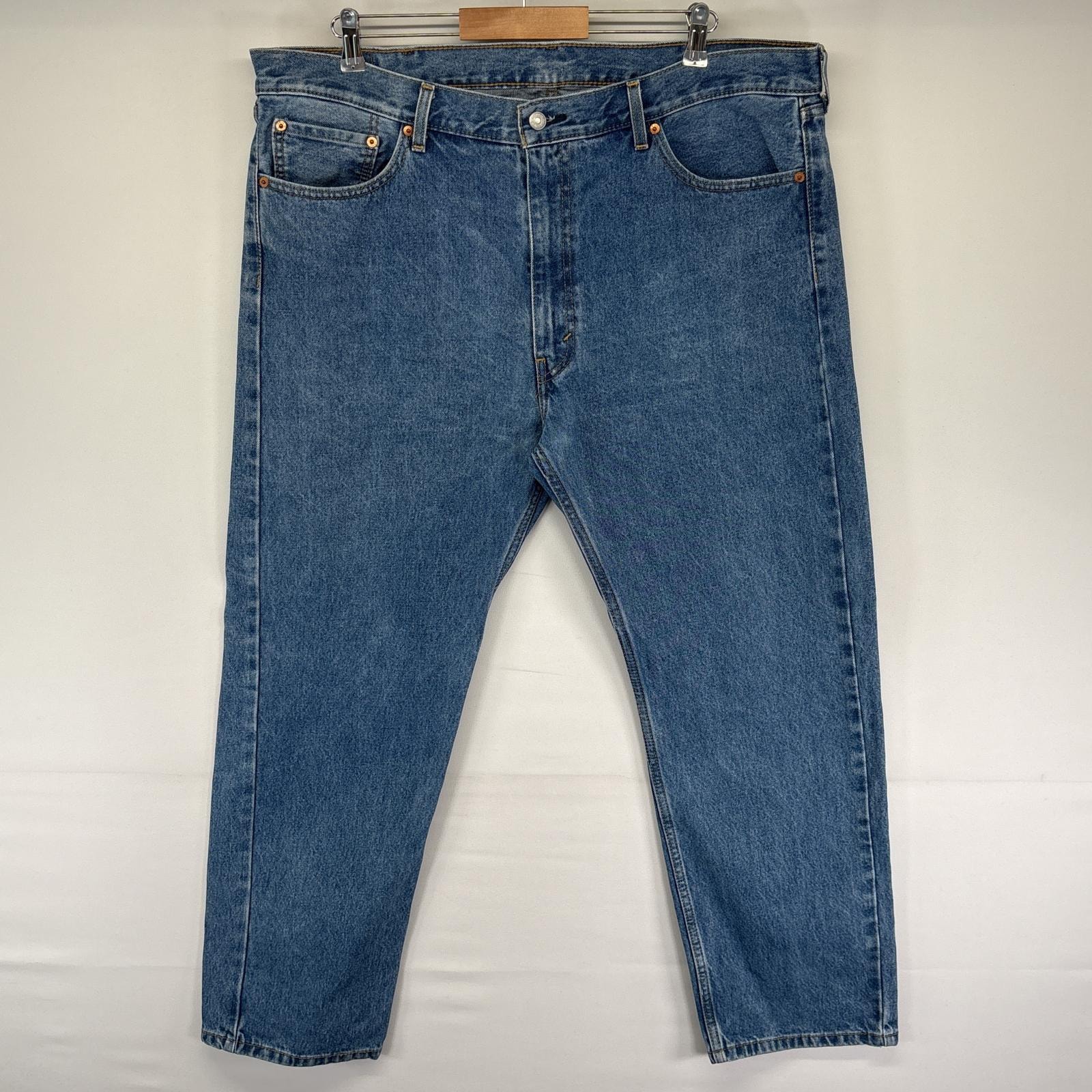 古着 リーバイス Levi's デニムパンツ 505 ストレート 5ポケット ジーンズ ジーパン 色落ち ヒゲ 長ズボン w42 L30  ブルー メンズ