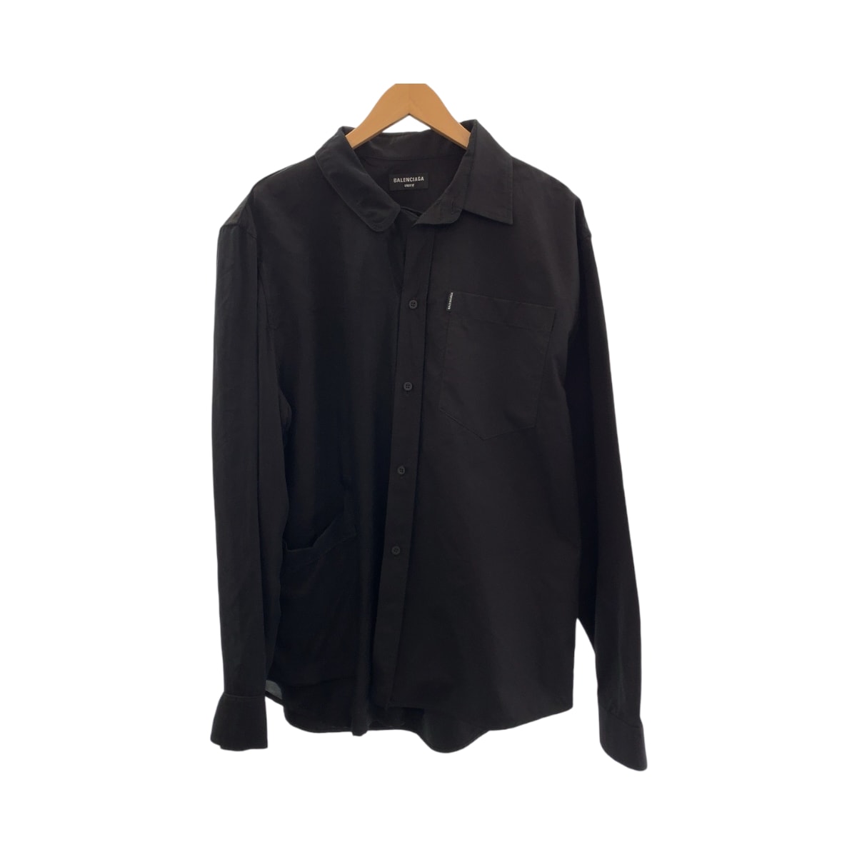 美品 BALENCIAGA バレンシアガ 異素材 ドッキング サイズXXS ブラック コットン 長袖シャツ ドッキングシャツ 602351 【中古】