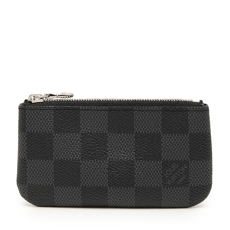 ルイ ヴィトン ダミエ グラフィット ポシェット クレ コインケース 小銭入れ N60155 ブラック PVC レザー メンズ LOUIS VUITTON 中古
