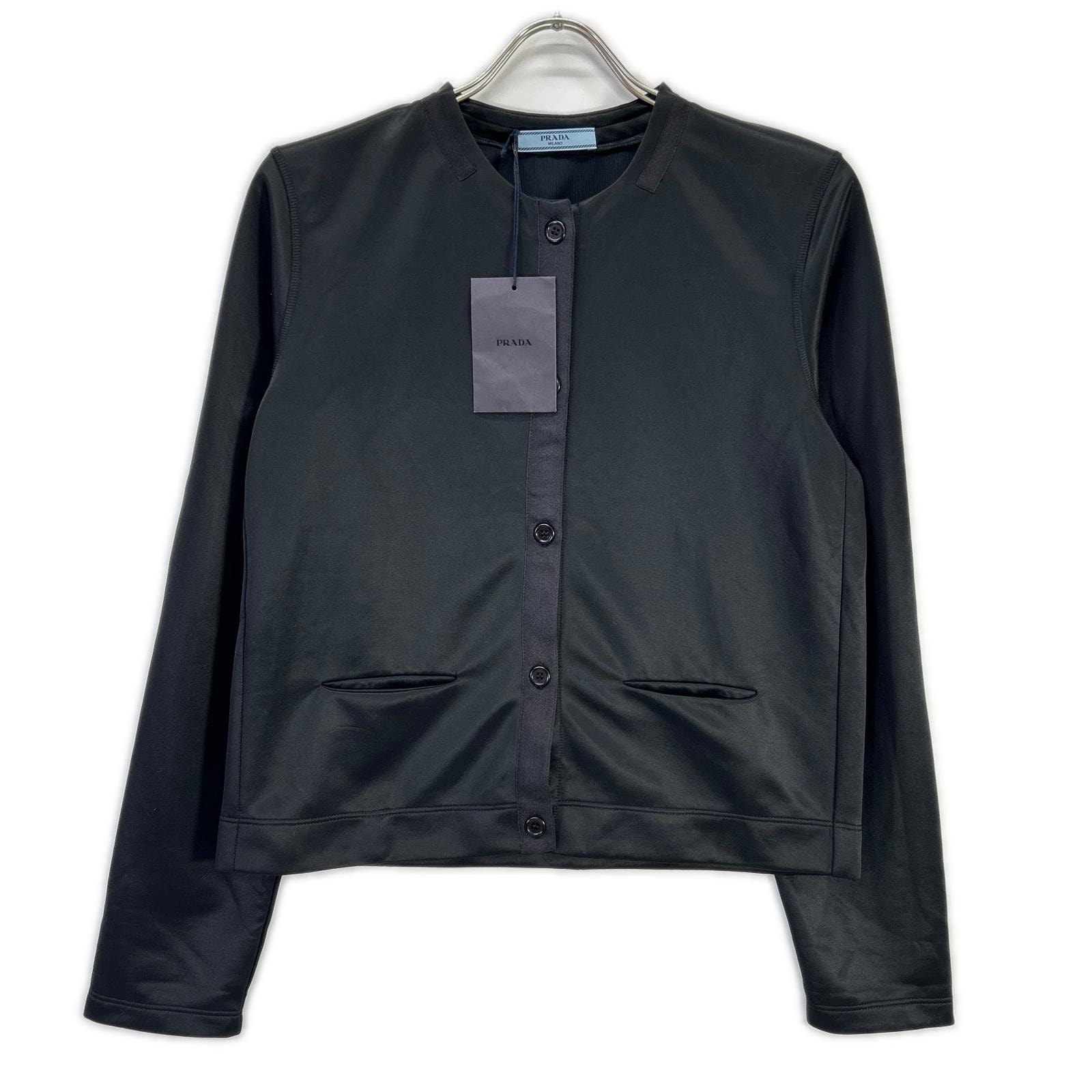プラダ 34384 ブラック 10年 JERSEY RASO エルボーパッチ カーディガン L