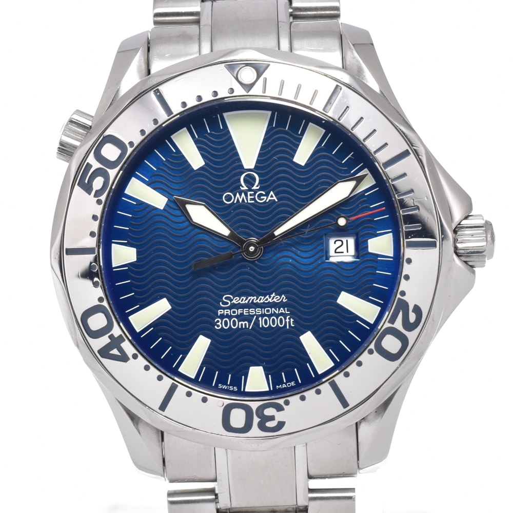 オメガ OMEGA 2265.80 シーマスタープロフェッショナル 300M ブルー クォーツ メンズ 良品 腕時計 N#150840