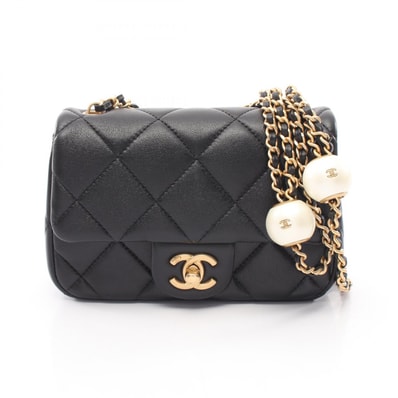 シャネル CHANEL ミニマトラッセ ショルダーバッグ バッグ ラムスキン(羊革) レディース ブラック系 【中古】
