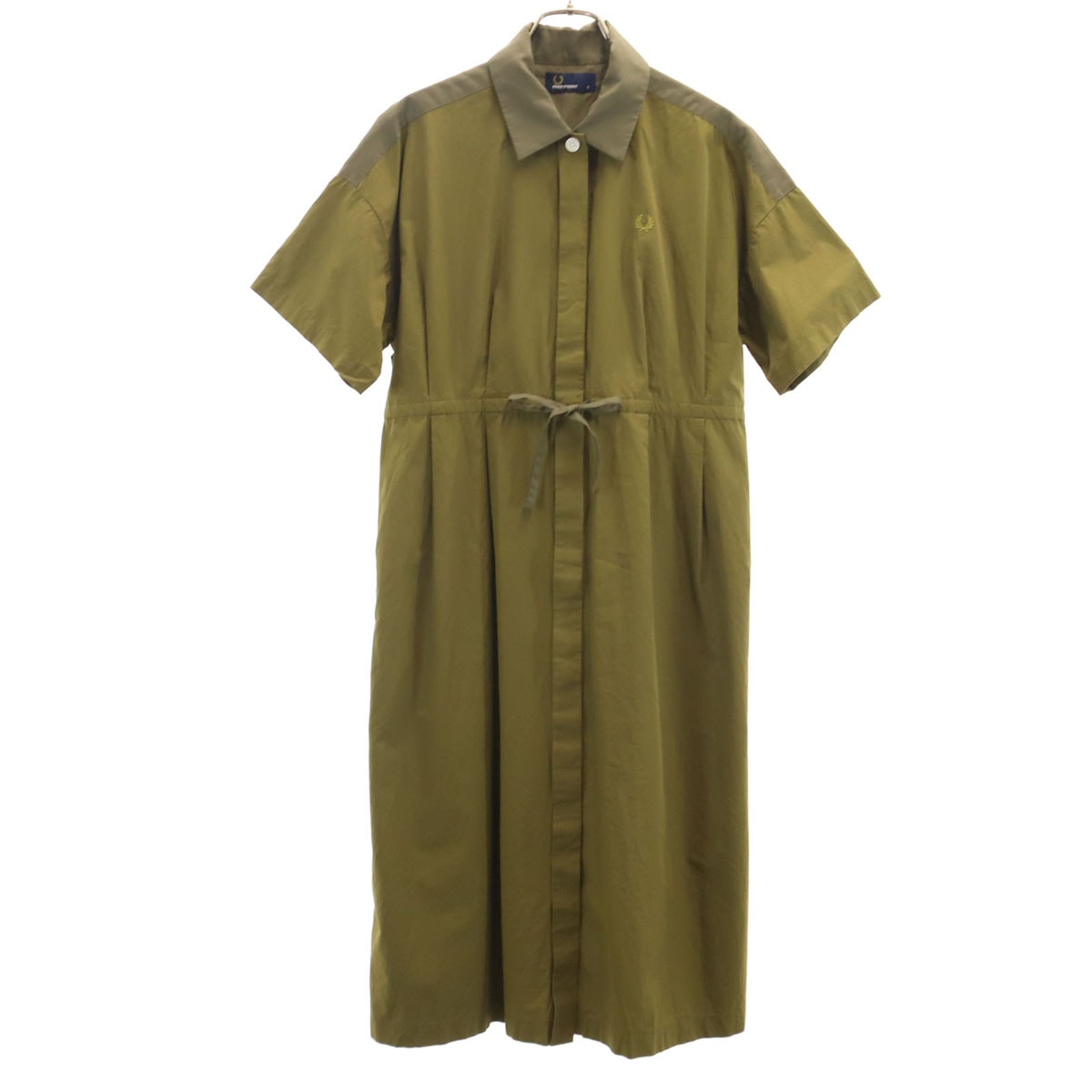 FRED PERRY フレッドペリー 半袖 ロングワンピース 8 カーキ系