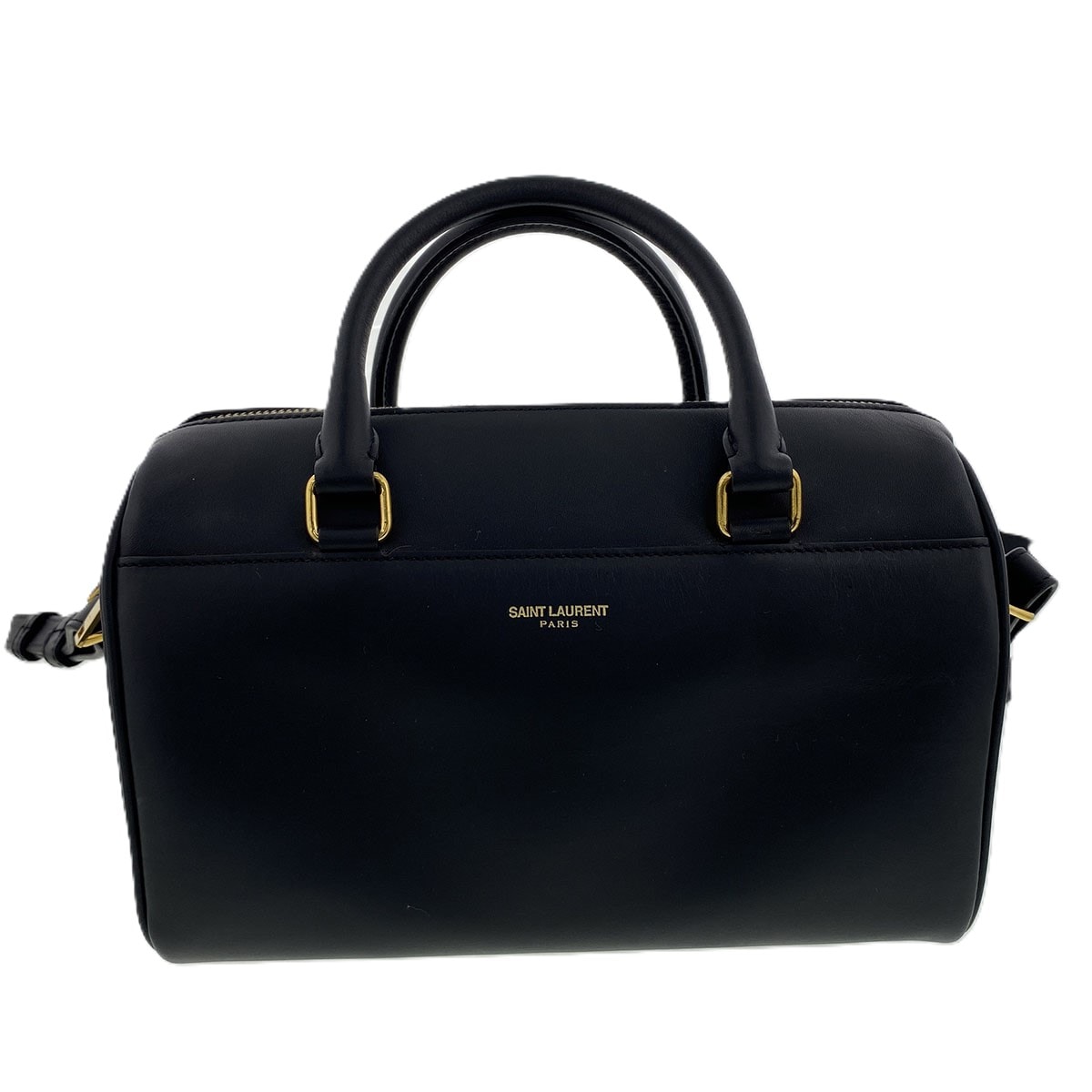 YVES SAINT LAURENT イヴ・サンローラン 2WAY ベイビーダッフル ハンドバッグ レザー ブラック ゴールド  レディース【中古】