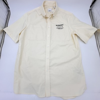 BURBERRY(バーバリー)ロゴプリント 半袖シャツ ライトイエロー系 コットン XS
