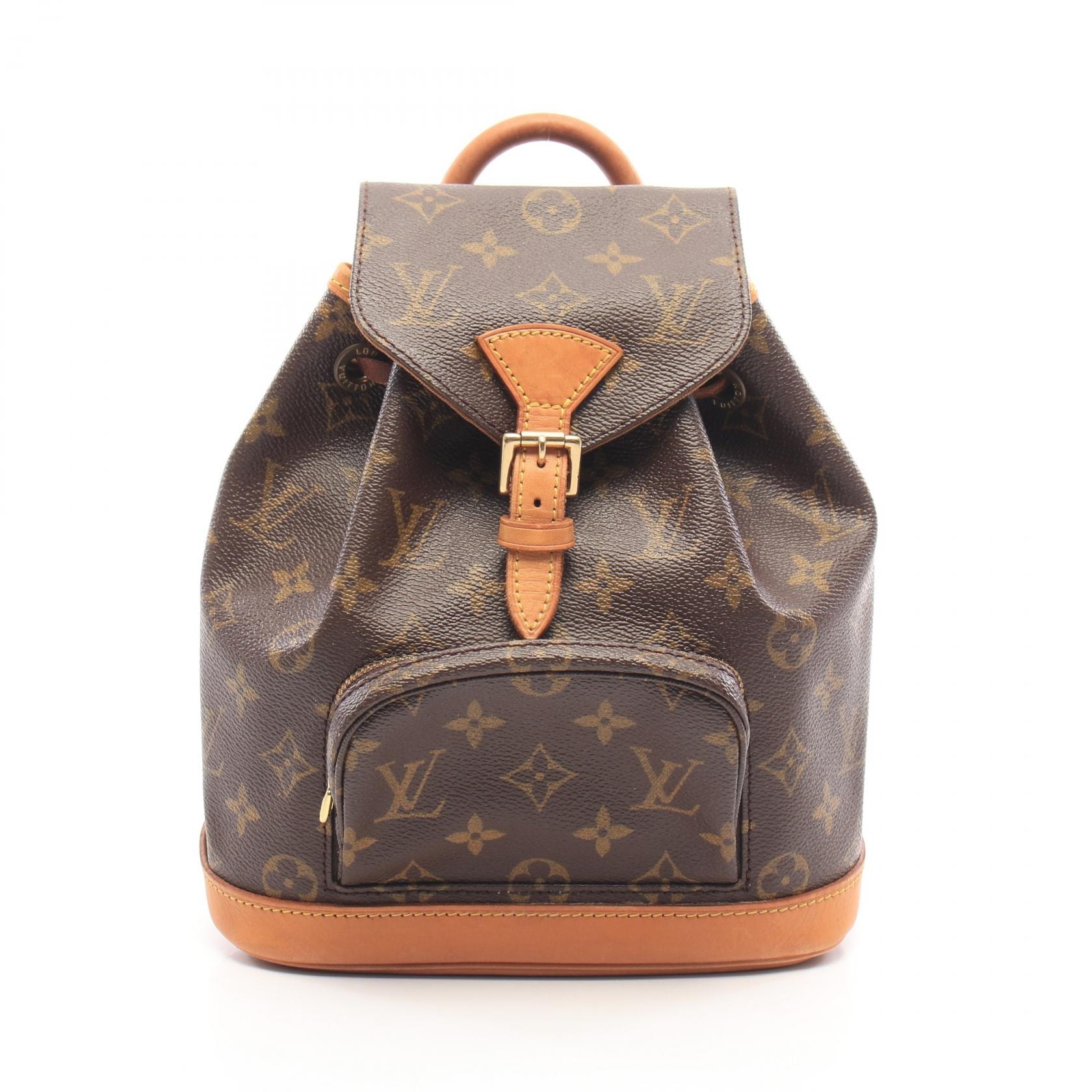 ルイ・ヴィトン LOUIS VUITTON ミニモンスリ モノグラム リュックサック バックパック バッグ PVCコーティングキャンバス レザー レディース ブラウン系 M51137 【中古】