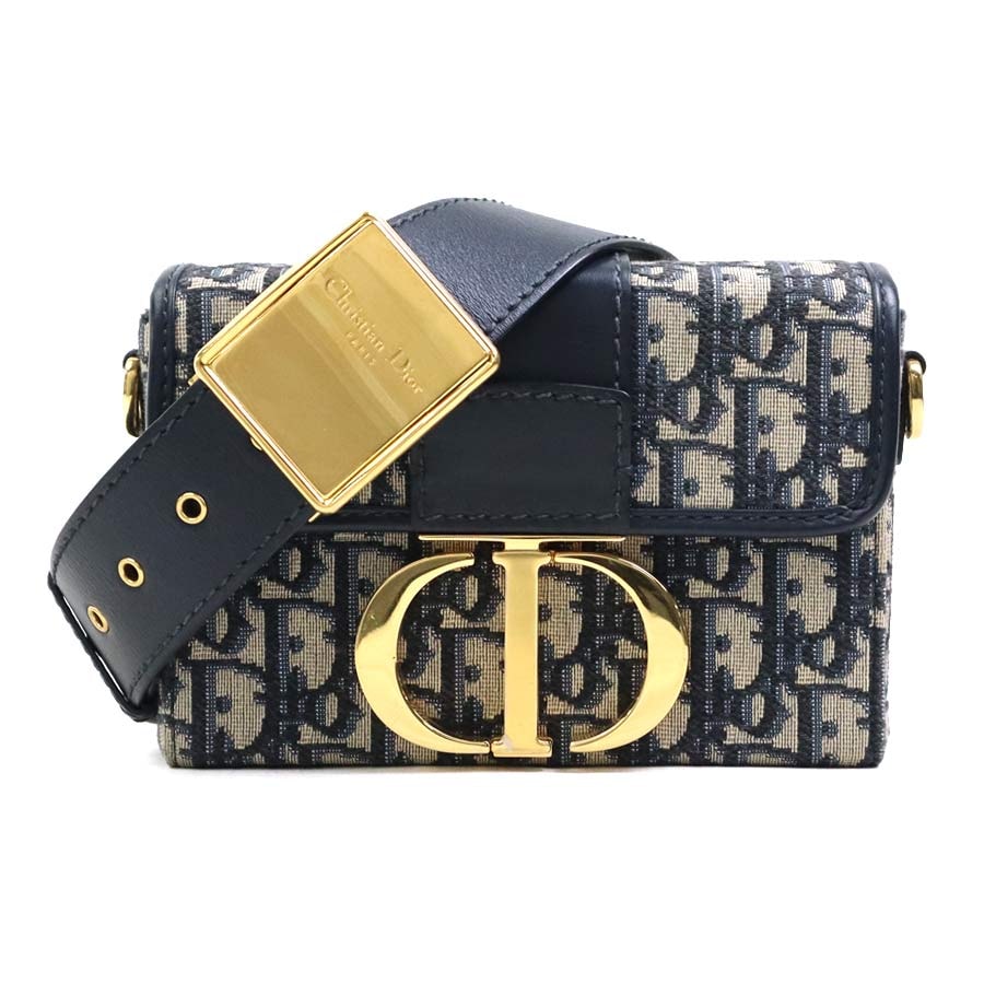 クリスチャンディオール Christian Dior ショルダーバッグ 30モンテーニュ キャンバス/レザー ネイビー レディース【中古】 90237a