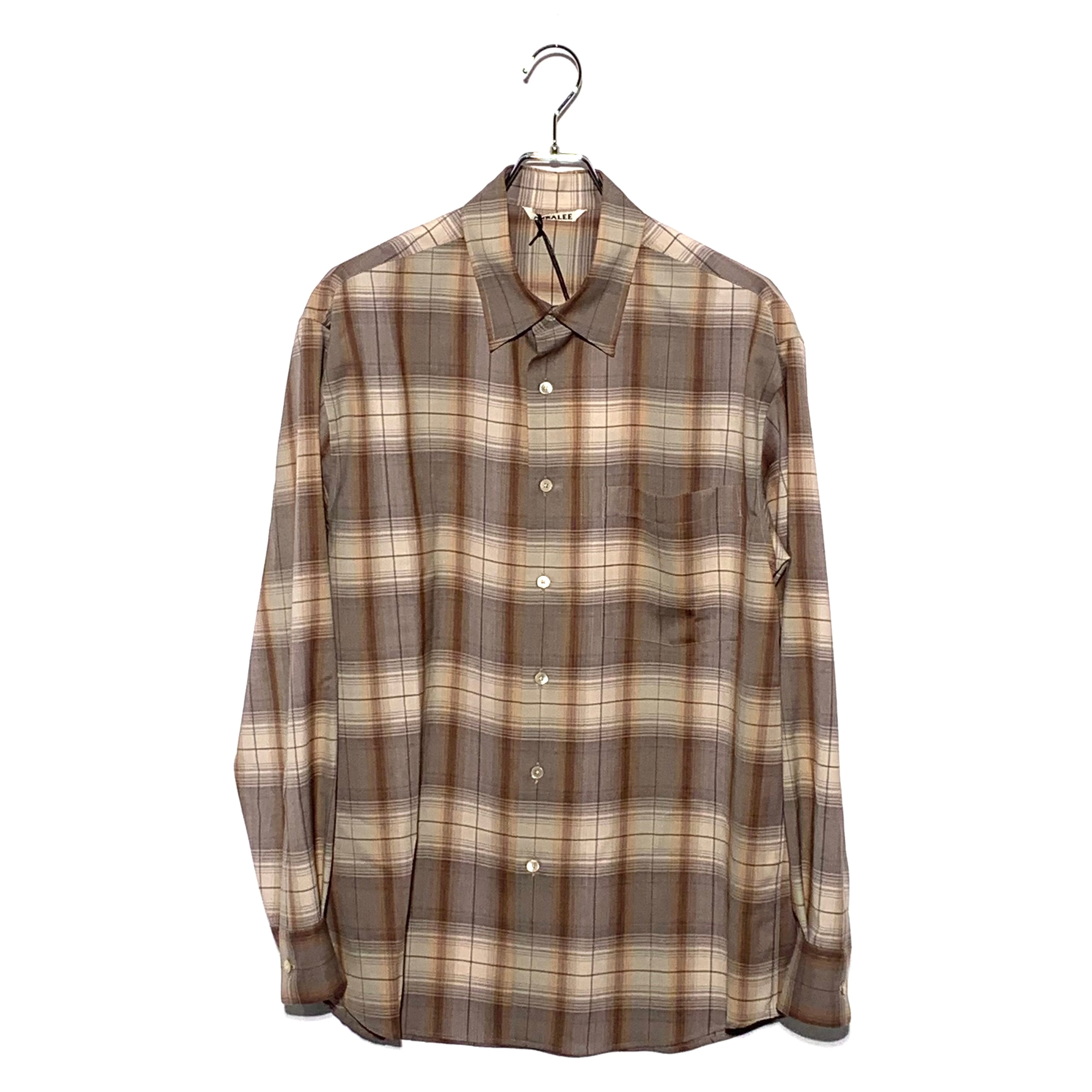 SUPER LIGHT WOOLCHECK SHIRT GRAY BROUN CHECK