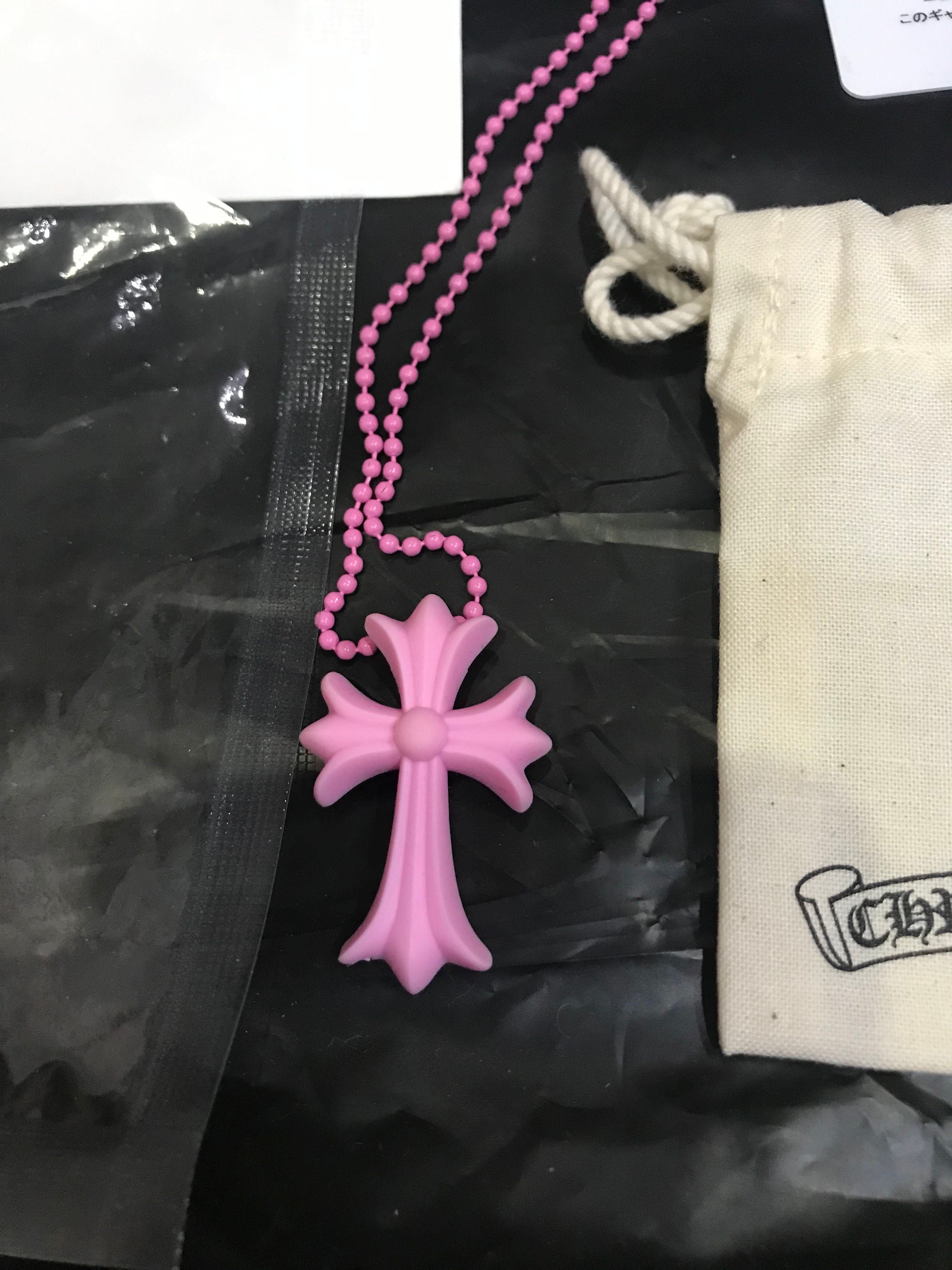 Chrome Hearts Raverth Small CH Cross Silicon Necklace "Pink"