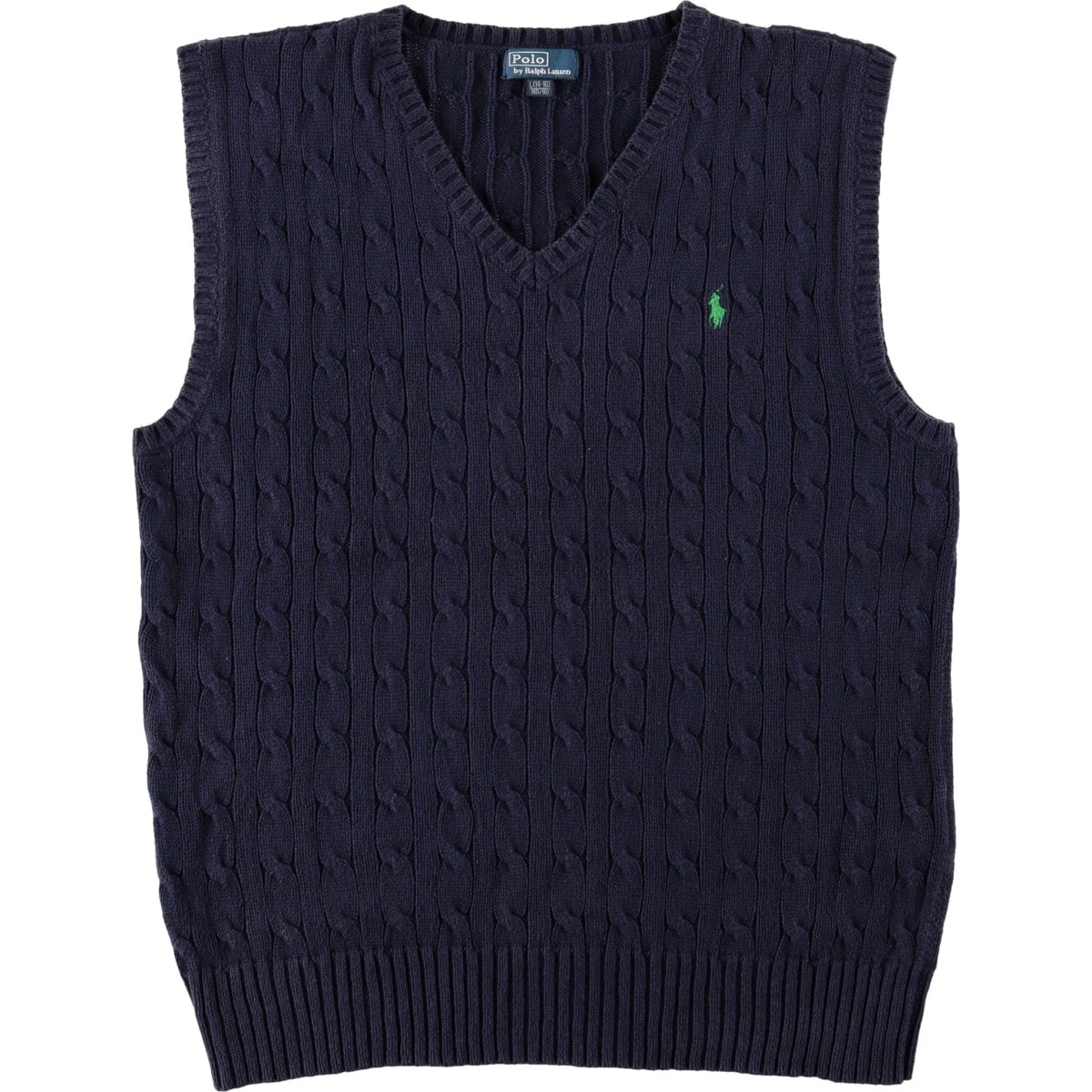 古着 ラルフローレン Ralph Lauren POLO by Ralph Lauren ケーブル編み Vネック コットンニットベスト レディースL相当/eaa670439
