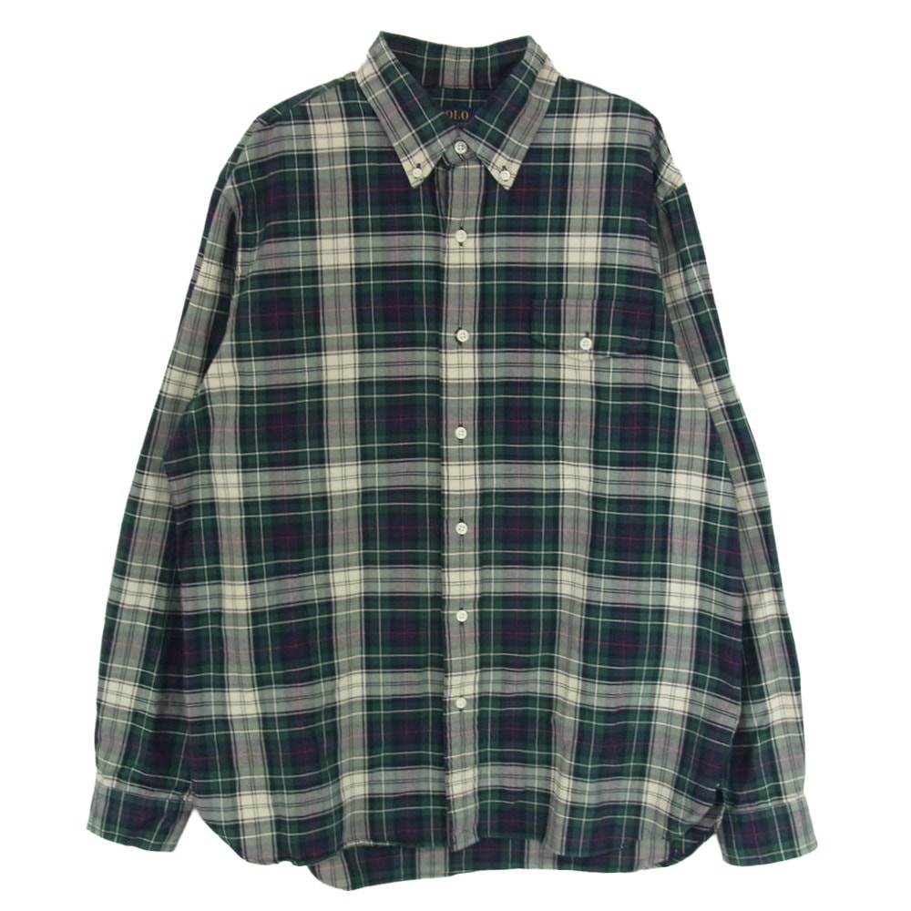 POLO RALPH LAUREN ポロ・ラルフローレン 長袖シャツ CLASSIC FIT クラシックフィット コットン チェック シャツ ネイビー系 L LG【中古】