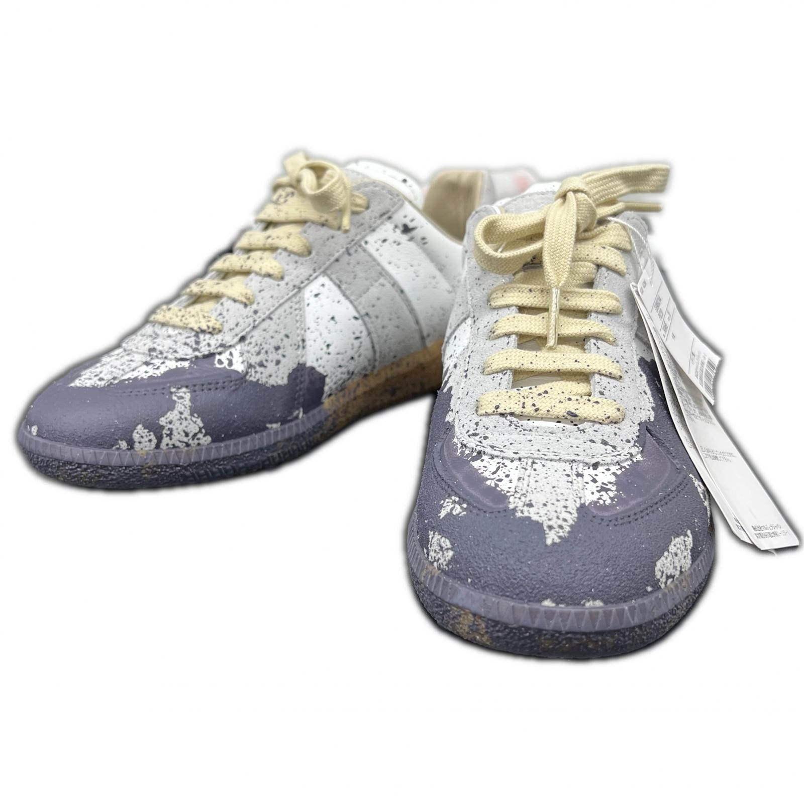 Maison Margiela 未使用品 メゾンマルジェラ REPLICA PAINT ジャーマントレーナー S58WS0244 スニーカー レザー ペイント マルチカラー #36 約23cm Sランク 中古 鑑定済