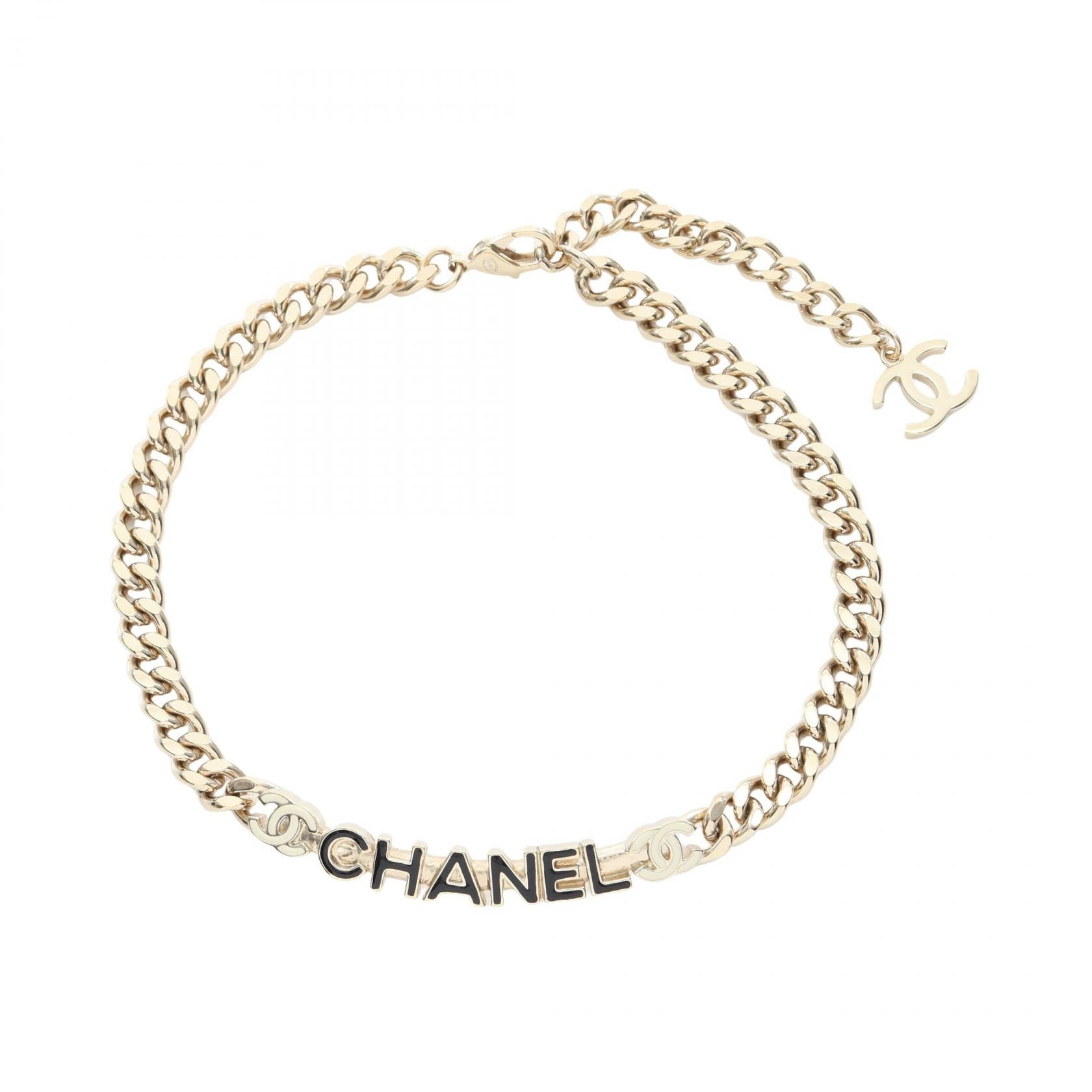 シャネル CHANEL ココマーク ロゴ チョーカー アクセサリー GP(ゴールドメッキ) レディース ゴールド系 / ブラック系 / ホワイト系 【中古】