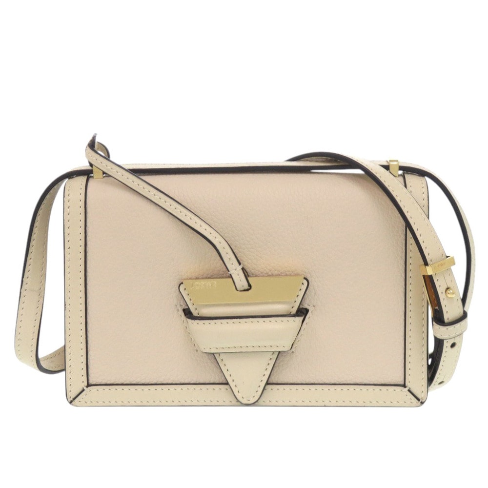 ロエベ  バルセロナ スモール   レザー  ベージュ   ショル