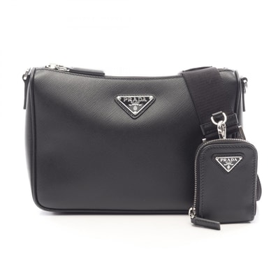 プラダ PRADA SAFFIANO TRAVEL ショルダーバッグ バッグ サフィアーノレザー メンズ レディース ブラック系 2VH113 【中古】
