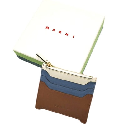 新品 MARNI マルニ 25SS イタリア製 TRUNKAROO CARD HOLDER レザーカードケース PFMO0112U2P6948 OPAL/CINNAMON/SHELL(ZO879) 財布 ウォレット 定価71,500円 g24993