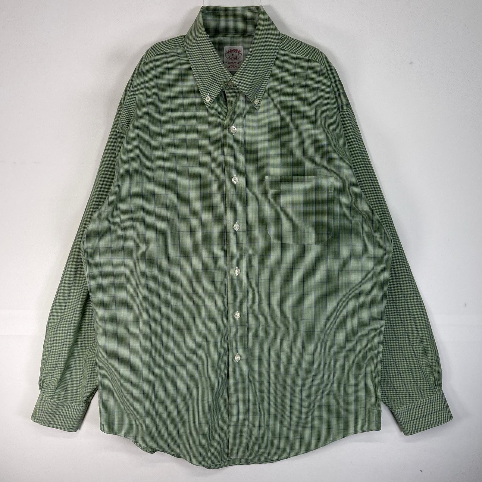 古着 ブルックスブラザーズ Brooks Brothers 長袖シャツ TRADITIONAL FIT チェック 胸ポケ M  グリーン系 マルチカラー メンズ