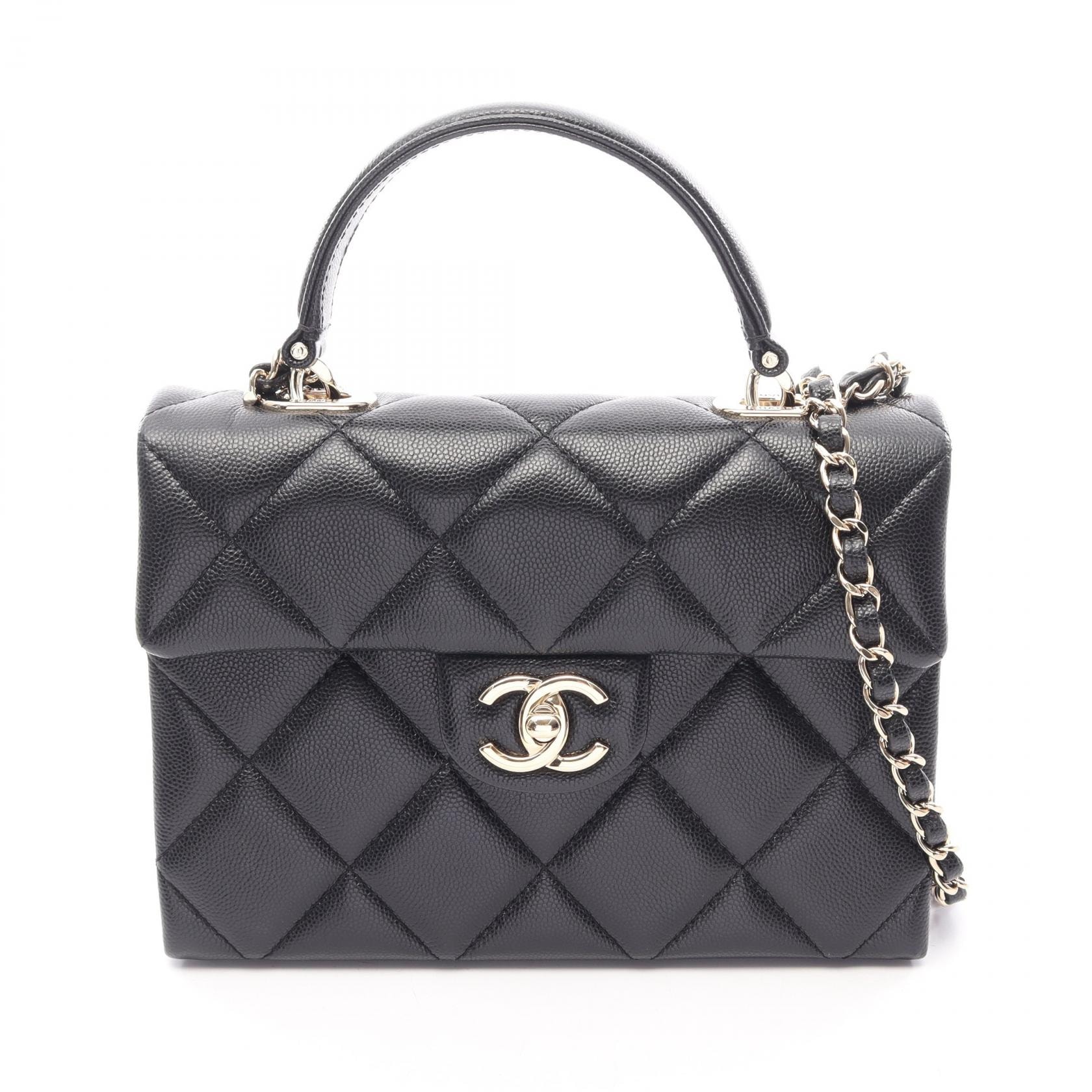 シャネル CHANEL マトラッセ トップハンドル 2WAY ショルダーバッグ バッグ キャビアスキン(グレインドカーフ) レディース ブラック系 AS4711 【中古】