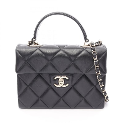 シャネル CHANEL マトラッセ トップハンドル 2WAY ショルダーバッグ バッグ キャビアスキン(グレインドカーフ) レディース ブラック系 AS4711 【中古】