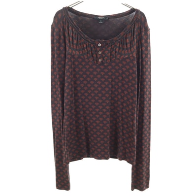 WEEKEND MaxMara ウィークエンドマックスマーラ 総柄 長袖 ヘンリーネック カットソー L ブラウン