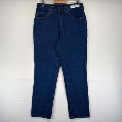 古着 カーハート Carhartt デニム パンツ ジーパン ワンポイントロゴ 濃紺 5ポケット ジッパーフライ W32 L34 ネイビー系 メンズ