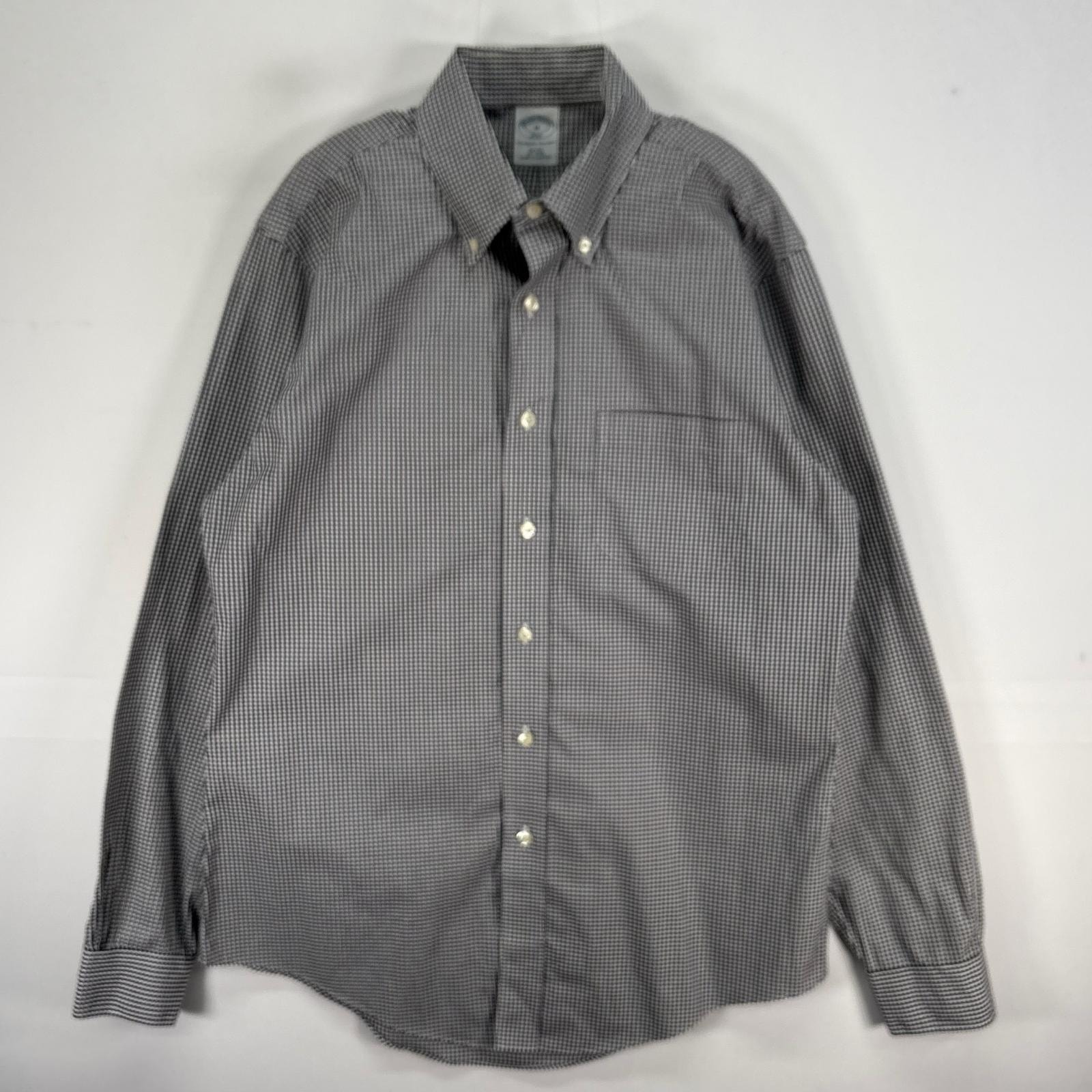 古着 ブルックスブラザーズ Brooks Brothers 長袖シャツ 胸ポケ 346 ボタンダウン M  ブラック系 チェック メンズ