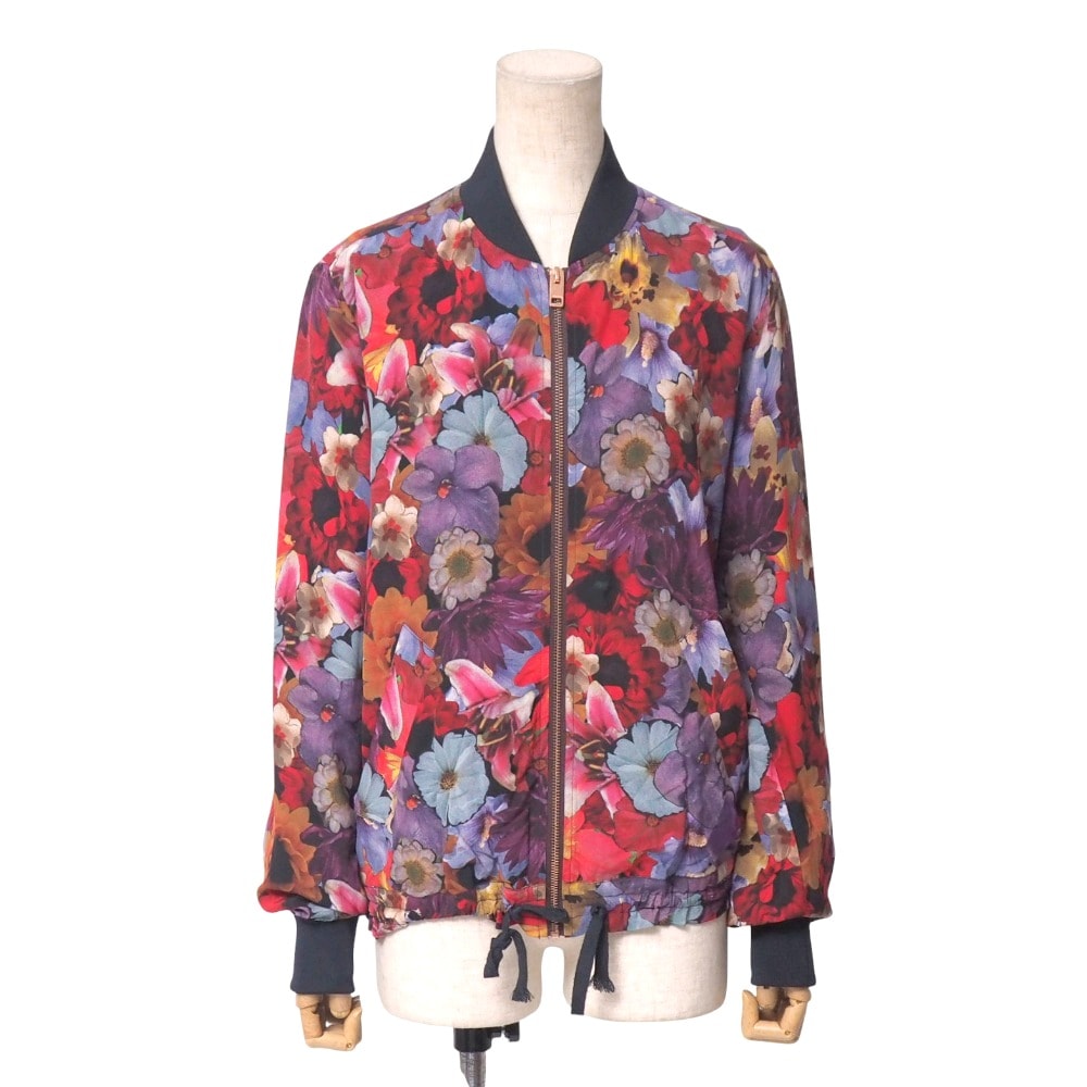 ■美品■DIESEL ディーゼル ブルゾン サイズXS ジップアップ ジャケット 花 総柄 レーヨン ブランド古着【中古】20250917/RA6123