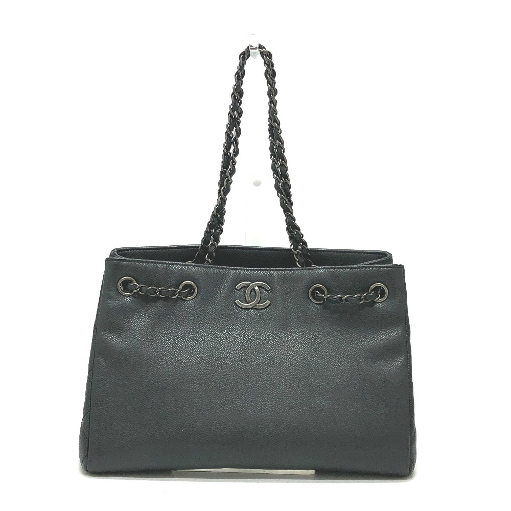 シャネル CHANEL トートバッグ CC ココマーク チェーンバッグ カバン ハンドバッグ ショルダーバッグ キャビアスキン グレー