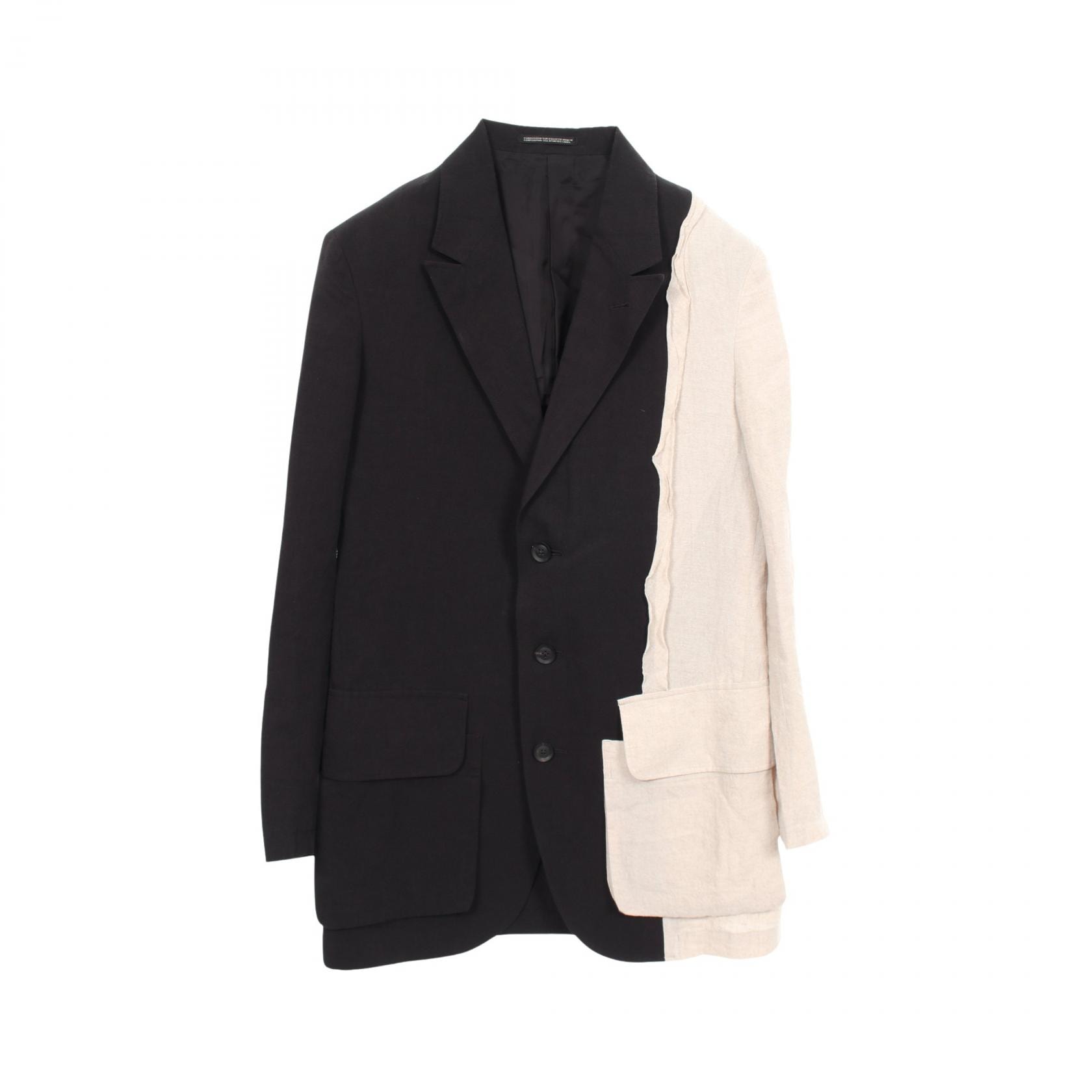 ヨウジヤマモト Yohji Yamamoto パッチワーク テーラードジャケット 衣料品 アウター ファブリック コットン メンズ ブラック系 / ベージュ系 【中古】
