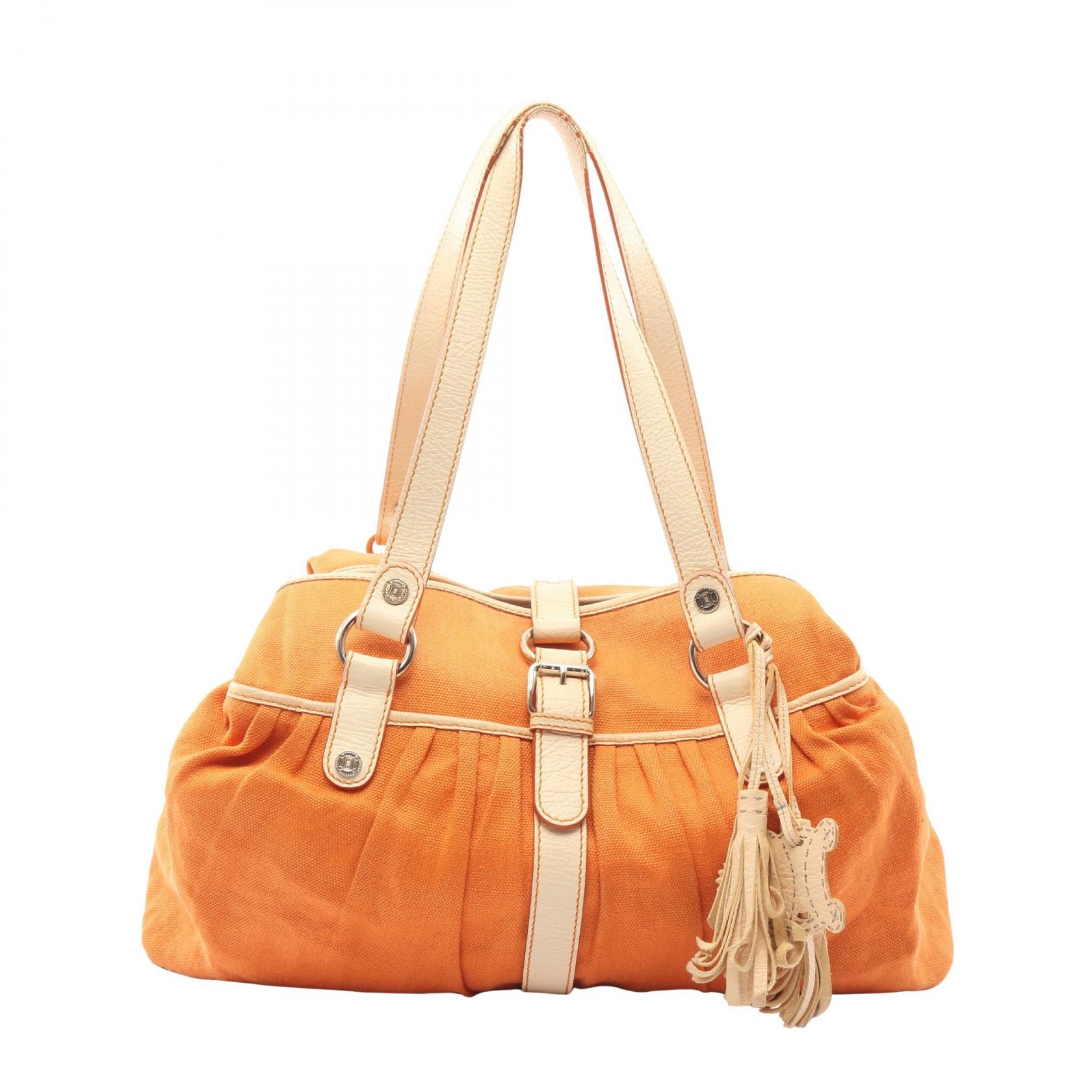 セリーヌ CELINE ショルダーバッグ ショルダーバッグ バッグ キャンバス レザー レディース オレンジ系 【中古】