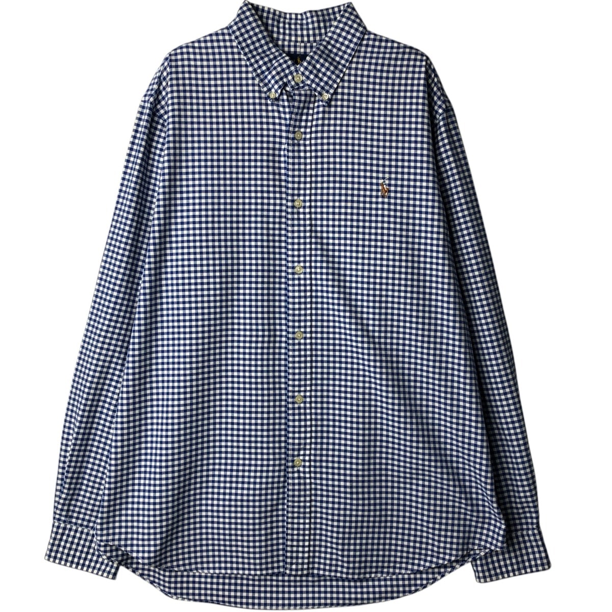 古着 ラルフローレン Ralph Lauren CUSTOM FIT ギンガムチェック 長袖 ボタンダウンチェックシャツ メンズXL相当/eaa629091