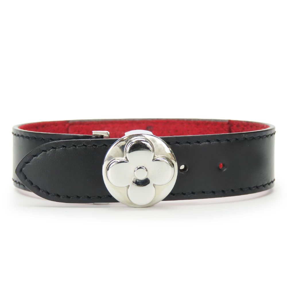 【中古】 ルイ・ヴィトン バングル ブラスレヴーグットラック M64447 モノグラム カーフ メタル ノワール ブラック シルバー金具 ブレスレット フラワーモチーフ アクセサリー レディース 女性 LOUIS VUITTON