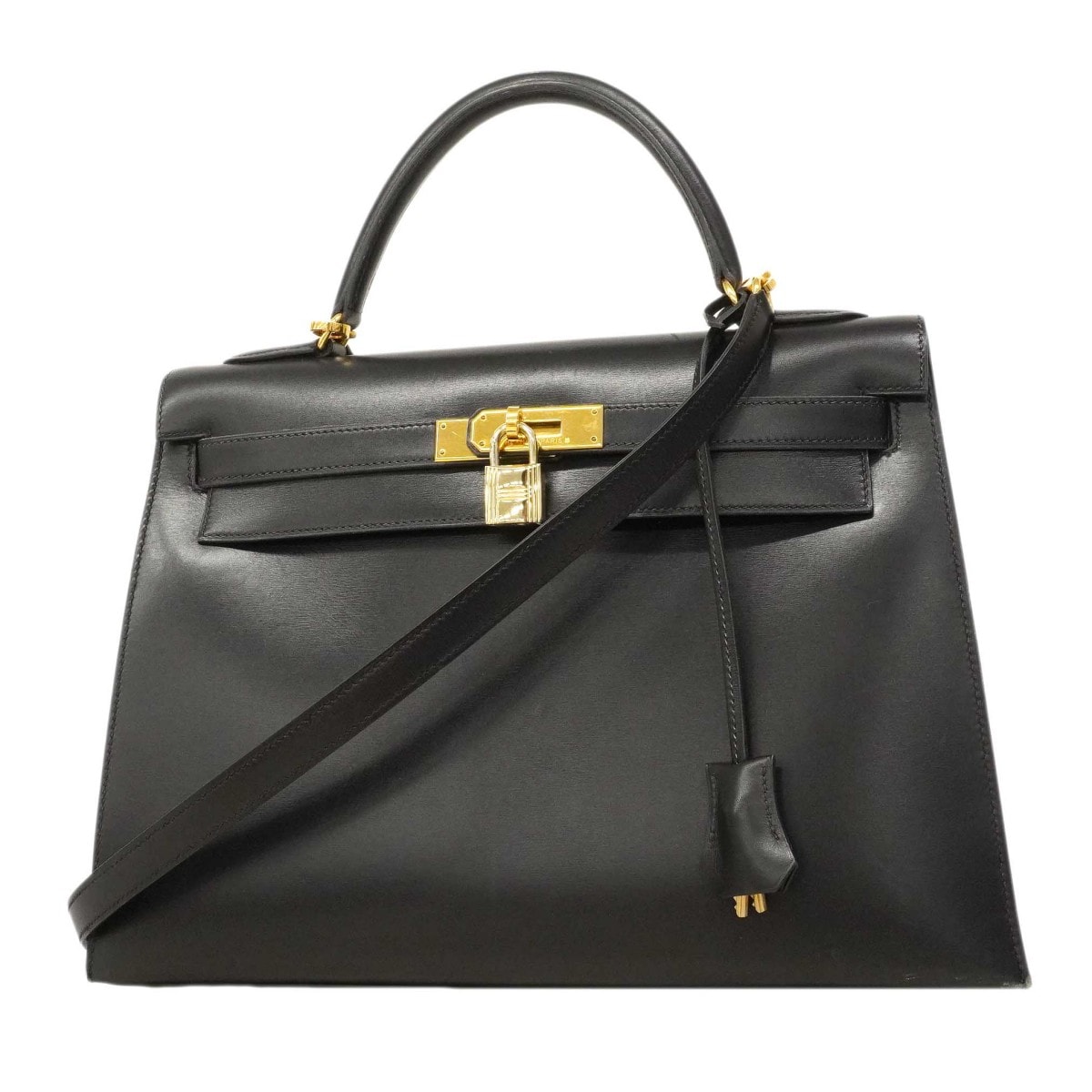 ★最終価格★SALE【6db1576】エルメス ハンドバッグ ケリー32 ボックスカーフ ブラック ゴールド金具 ○Z刻印 2wayバッグ【中古】レディース
