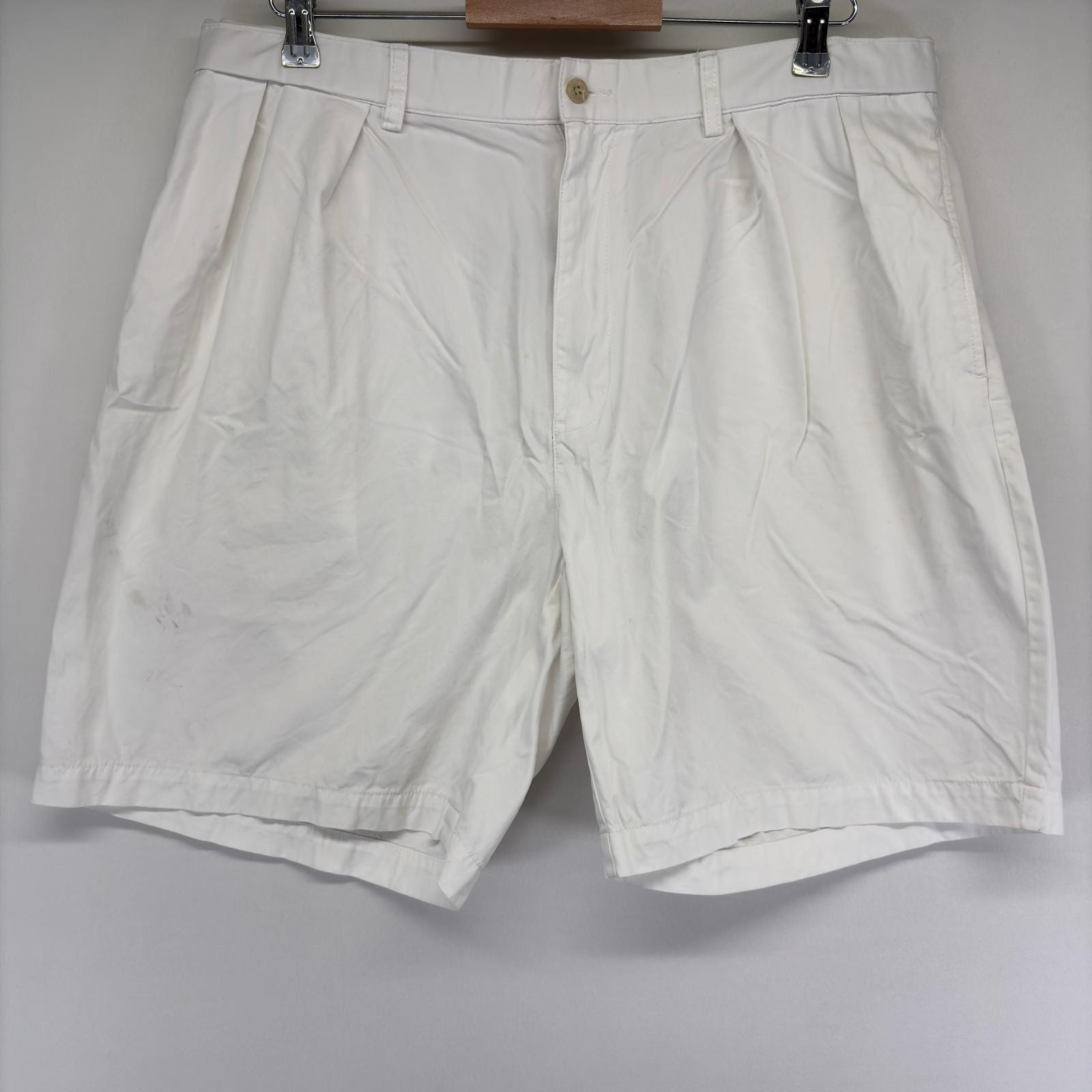 古着 ポロ・ラルフローレン POLO RALPH LAUREN パンツ ツータック チノパン ワンポイント ハーフパンツ w38  ホワイト系 無地 メンズ