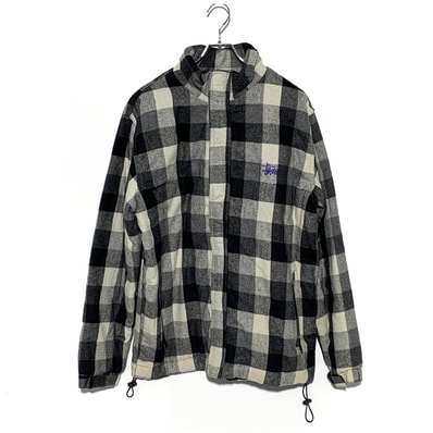 STUSSY PLAID PADDED WOOL JACKET Black